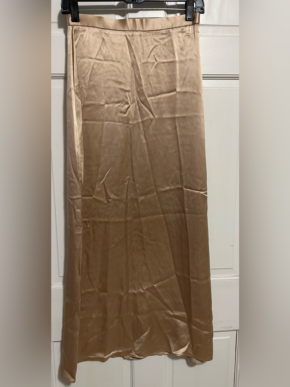 Badgley Mischka Women’s Satin Midi Slip Skirt in Beige